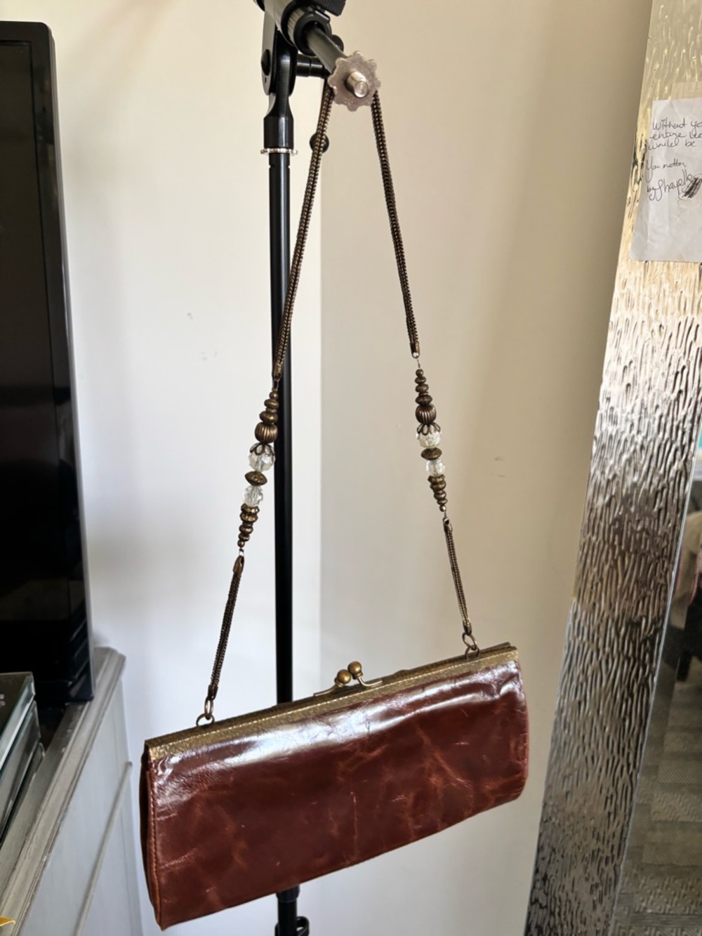 Vintage Women’s Italian lamb’s Leather Chain-Handle Clutch Shoulder Bag